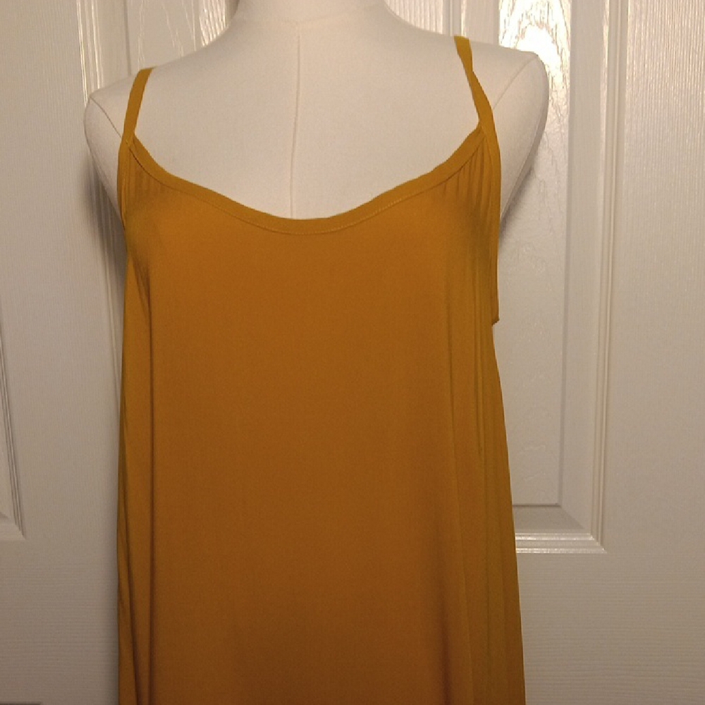Wanderlust Low Back Cobra Dress With Ruffle Bottom In Mustard Gold - Picture 4 of 12